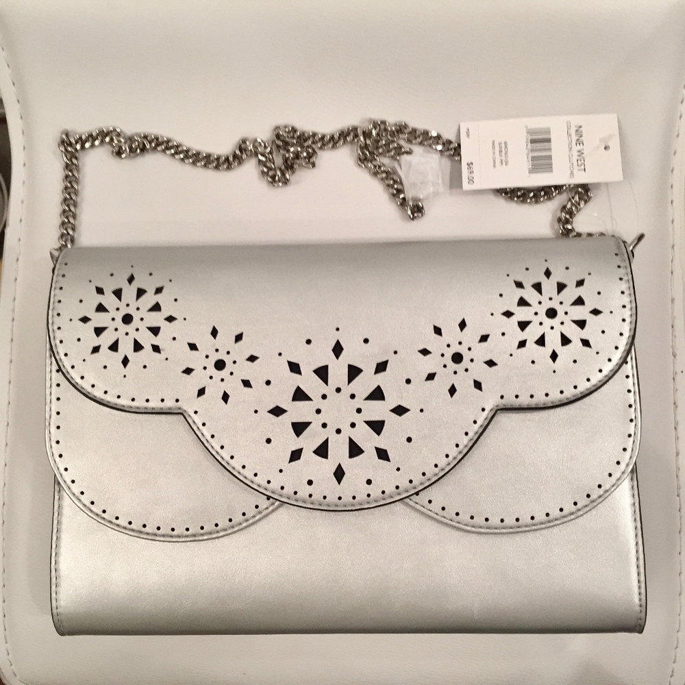 Nine West Ailey Clutch in Silver/Black